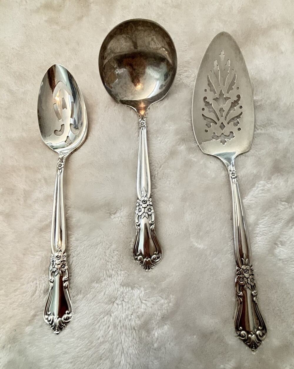 Vtg Wm A Rogers Oneida Silverplate 3 Pc Hostess Serving Set Ladle Cake Serve